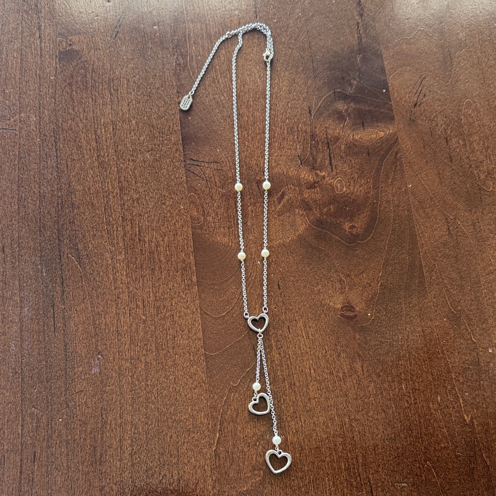 James Avery Silver Heart Necklace with Pearl Accents